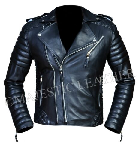 Black Women's Slim Fit Biker Diamond Quilted Real Leather Jacket-BNWT