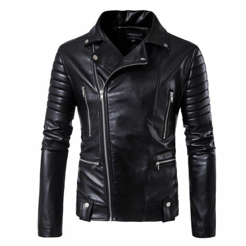 Skinny fit hot sale leather jacket