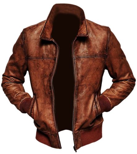 hommes moto motard vintage en d tresse marron Bomber hiver Veste