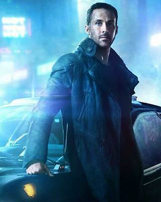 Blade Runner 2 Ryan Gosling Faux Shearling Real Black Leather Long Coa Majestic Leather