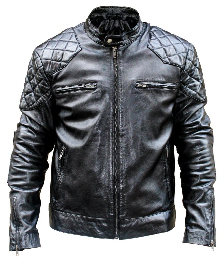 New Men s British Conventional Black Cafe Racer Leather Jacket