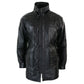 Mens 3/4 Long Real Leather Duffle Jacket Coat Safari Detachable Hood