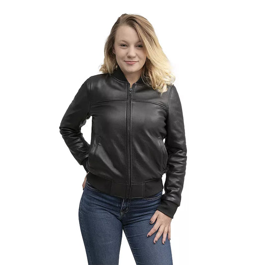 Women’s Whet Blu Dani Leather Bomber Jacket – Majestic Craftsmanship in a Classic Bomber