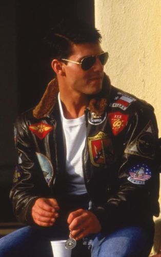 TOP GUN Men's Jet Fighter Bomber Navy Air Force Pilot Leather Jacket