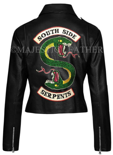 Riverdale Southside Serpents Jughead Jones Bikerjacke aus Kunstleder für Damen