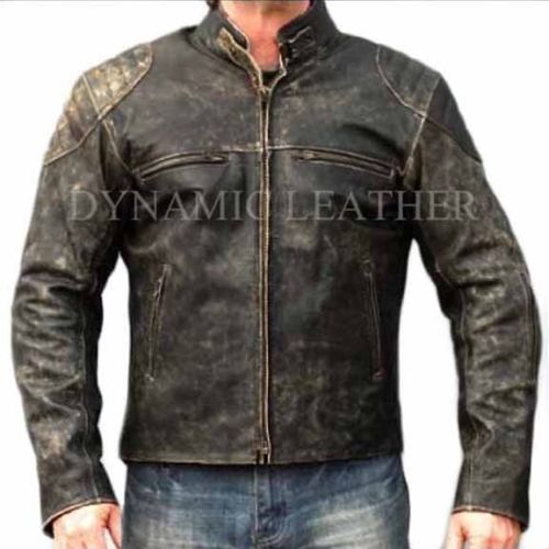 Hombre MOTO envejecido Hooligan Chaqueta De Cuero Motero Moda Informal Vintage