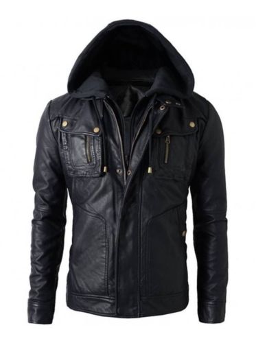 Herren Brando Double Fermeture Eclair Coupé Slim Veste de Cuir Authentique mit