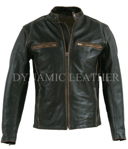 motard veste cuir moto vintage vieux brown-bnwt