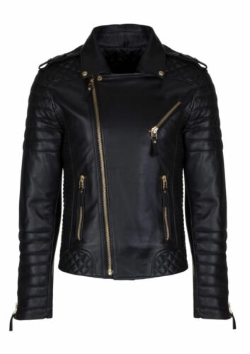 Mens quilted leather motorcycle on sale jacket