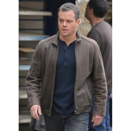 Jason Bourne Serie Matt Damon Hochwertig Rindsleder Jacke echtes Leder