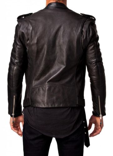 Men Leather Jacket Black Slim Fit Biker Leather Jacket