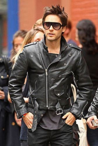 Jared Leto Sucide Squad's Hero Men's Black Biker Leather Jacket