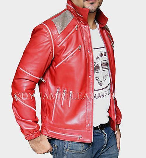 Michael Jackson Beat it "MJ Beat it" Real Leather Jacket with real metal mesh